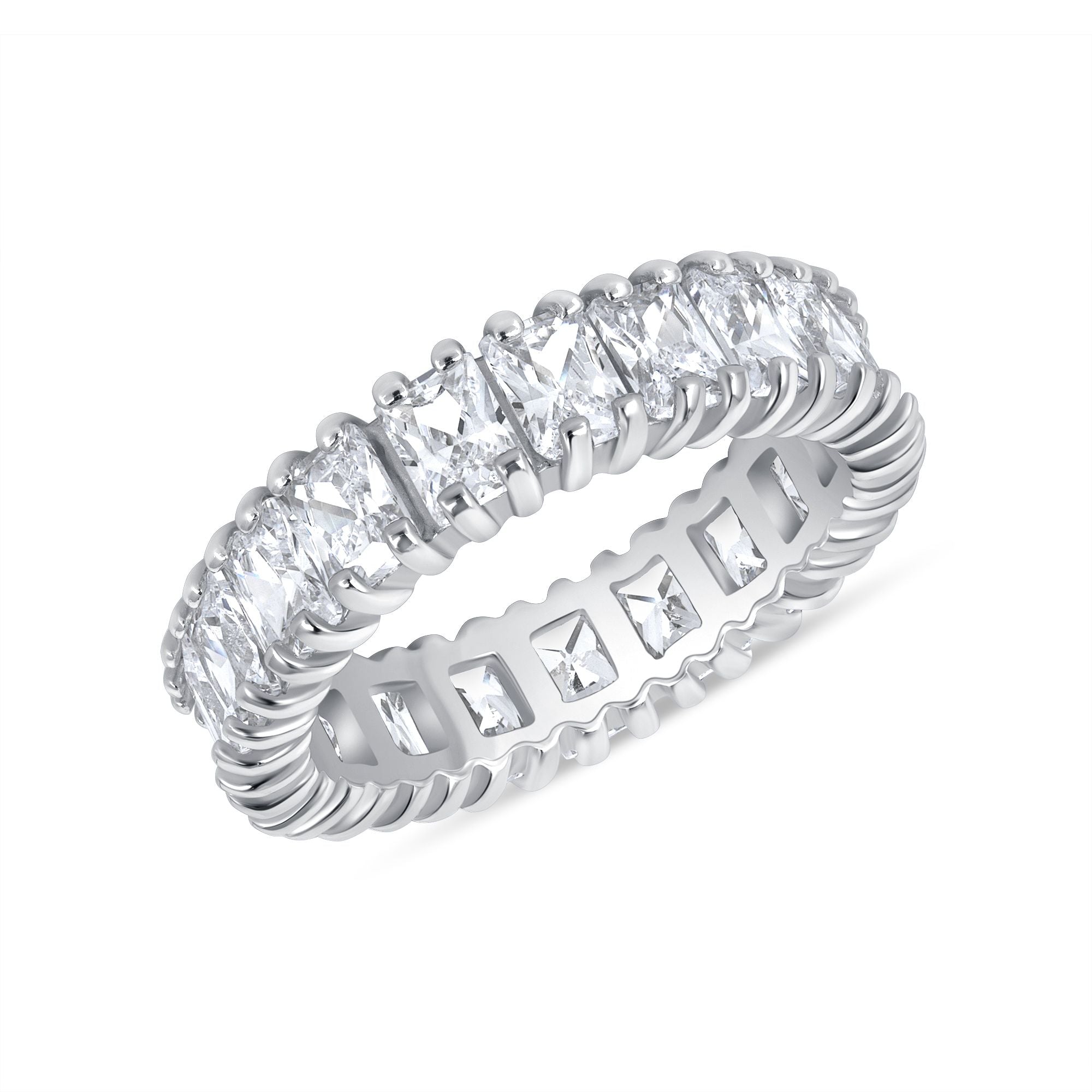 925 Sterling Silver Radiant CZ Eternity Band