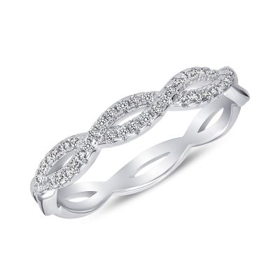 925 Sterling Silver Round CZ Infinity Ring