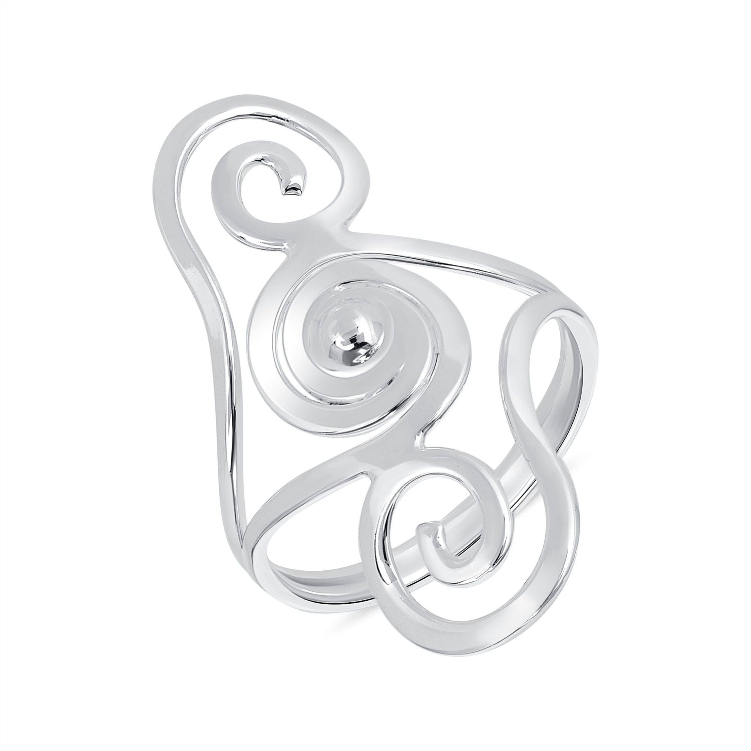 925 Sterling Silver 3.5CM Multi Swirl Freeform Wire Wrap Fashion Ring