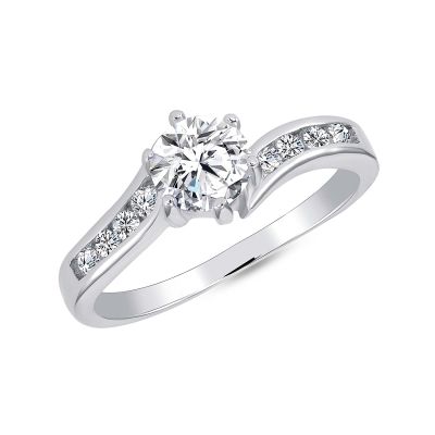 925 Sterling Silver Solitaire Channel Set Round CZ Engagement Ring