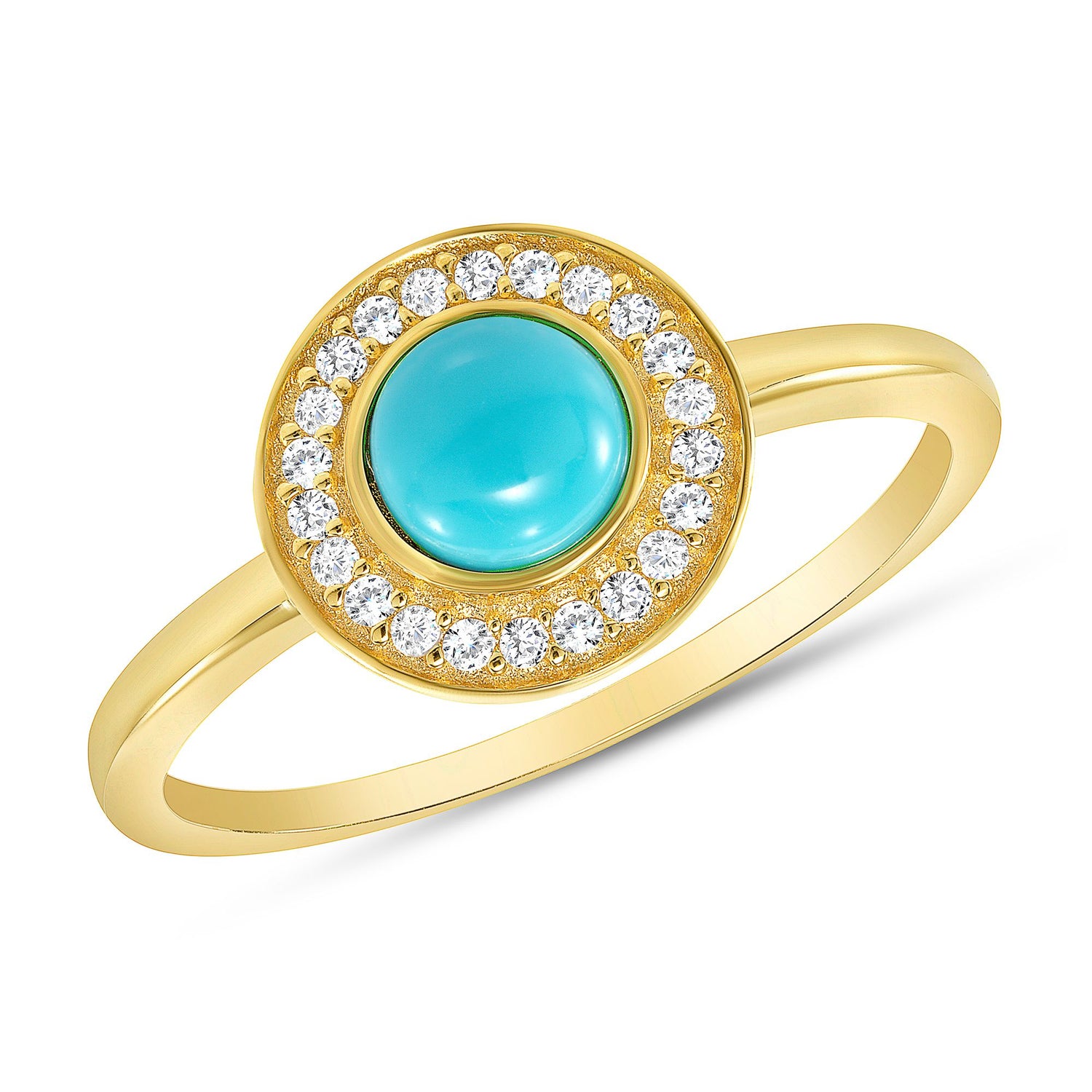 925 Sterling Silver Round Turquoise Fashion Ring