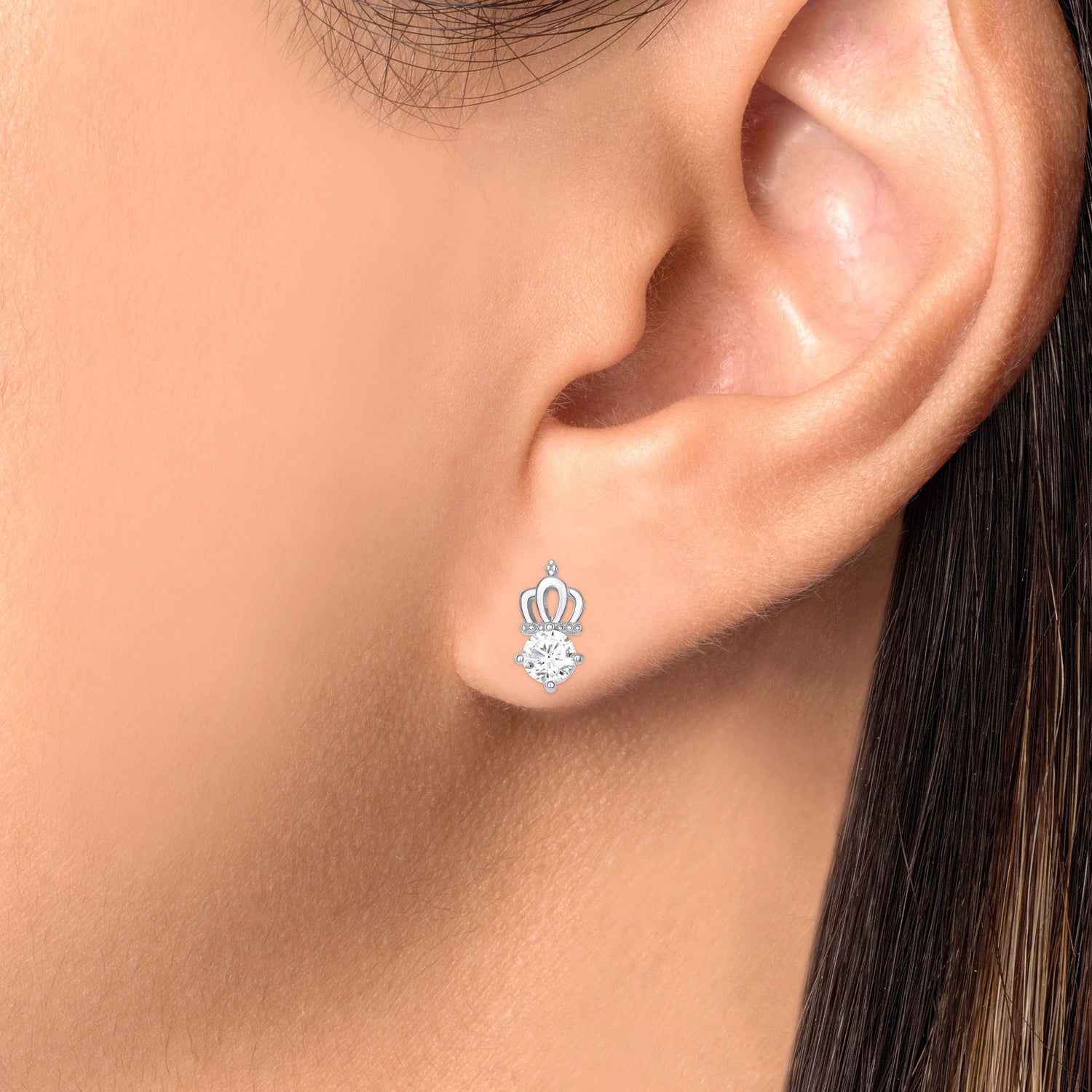 925 Sterling Silver Round Cut CZ &amp; Milgrain Crown Pendant &amp; Dangle Earrings Jewelry Set