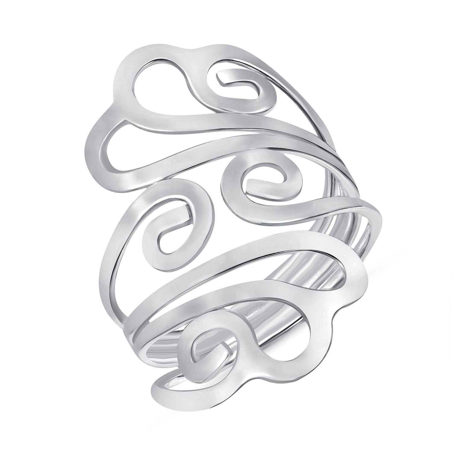 925 Sterling Silver 3CM Freeform Monogram Wire Wrap Fashion Ring