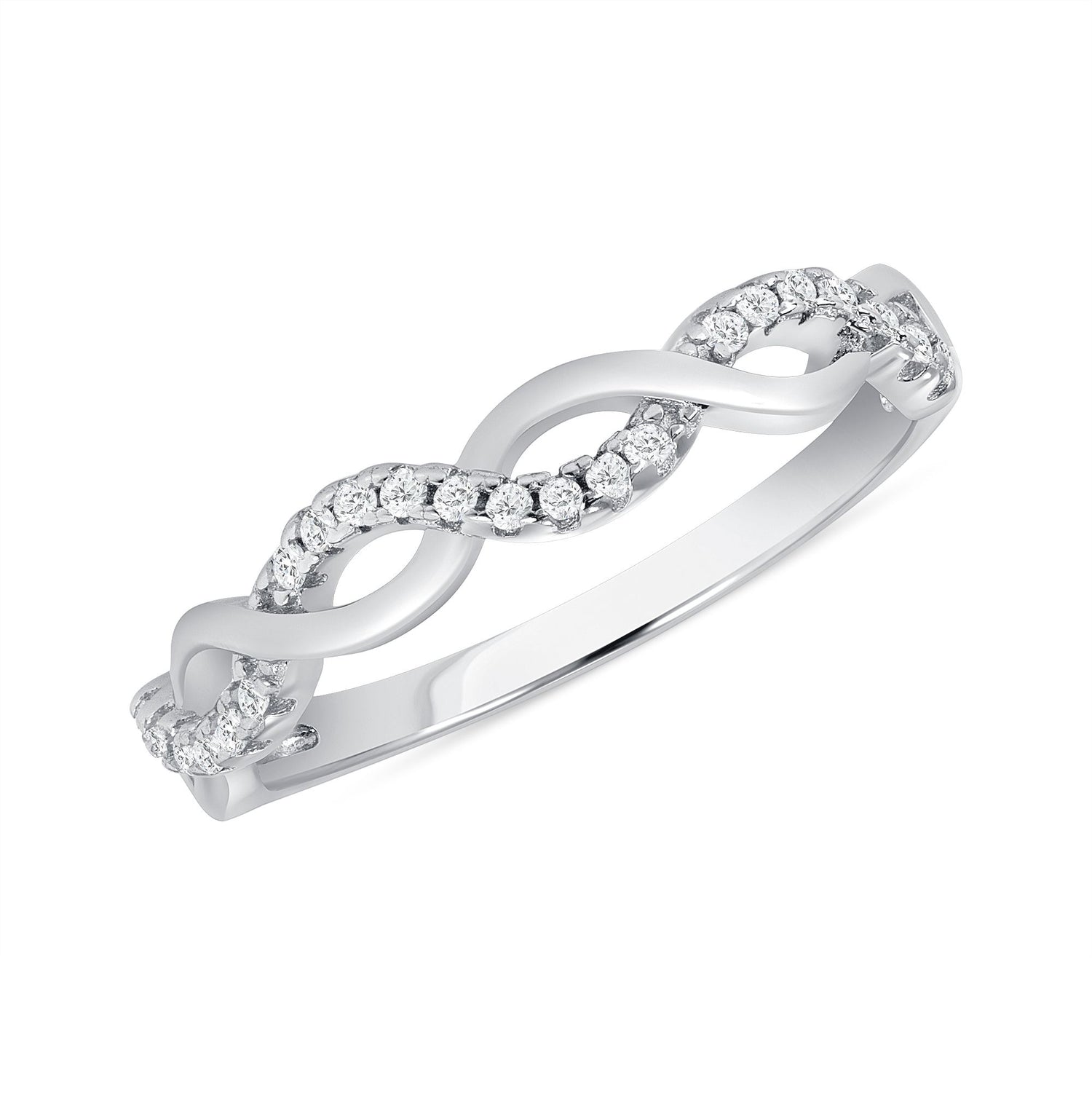 925 Sterling Silver Round CZ Infinity Band