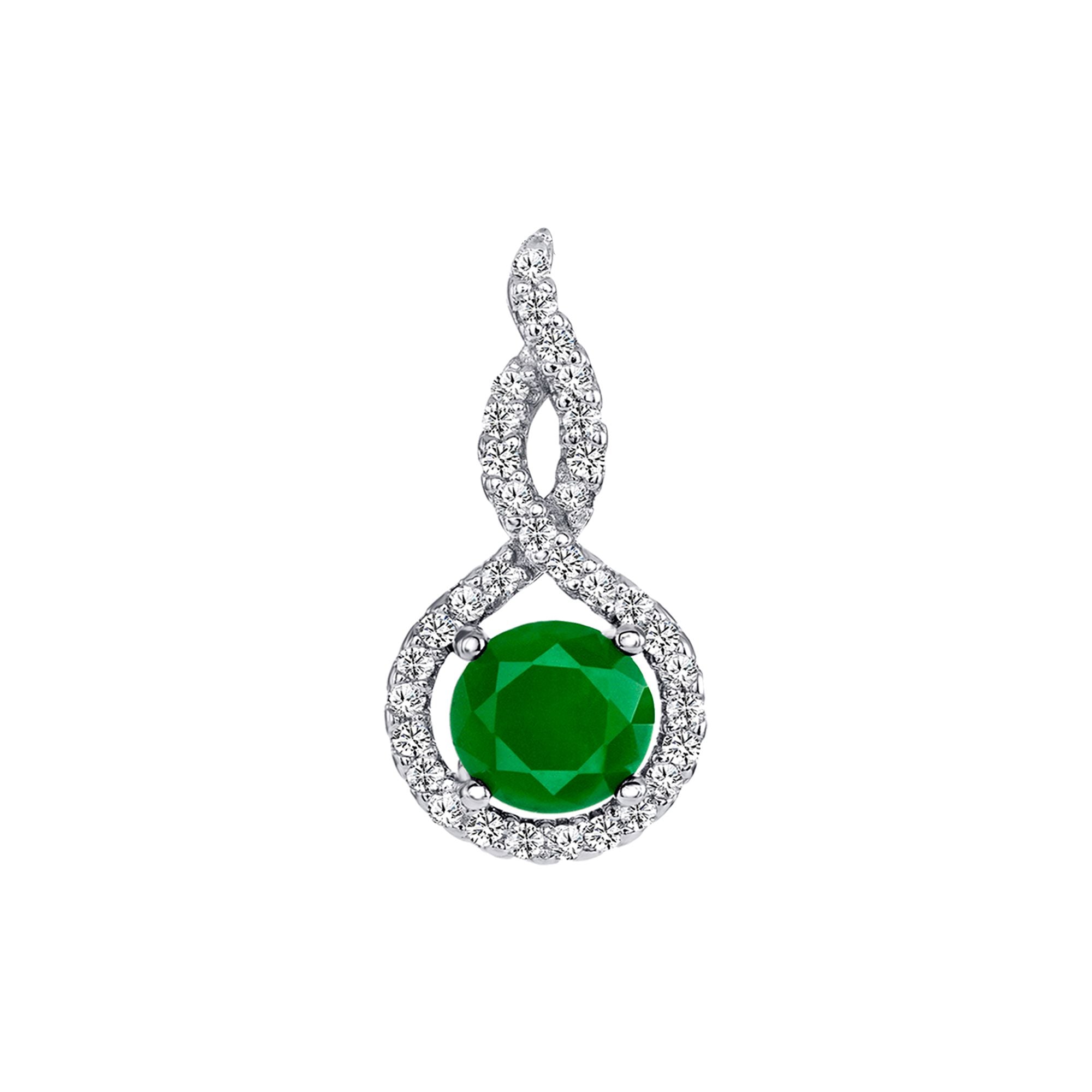 925 Sterling Silver Round Cut Green CZ with Twisted CZ Halo Teardrop Pendant &amp; Earrings Jewelry Set