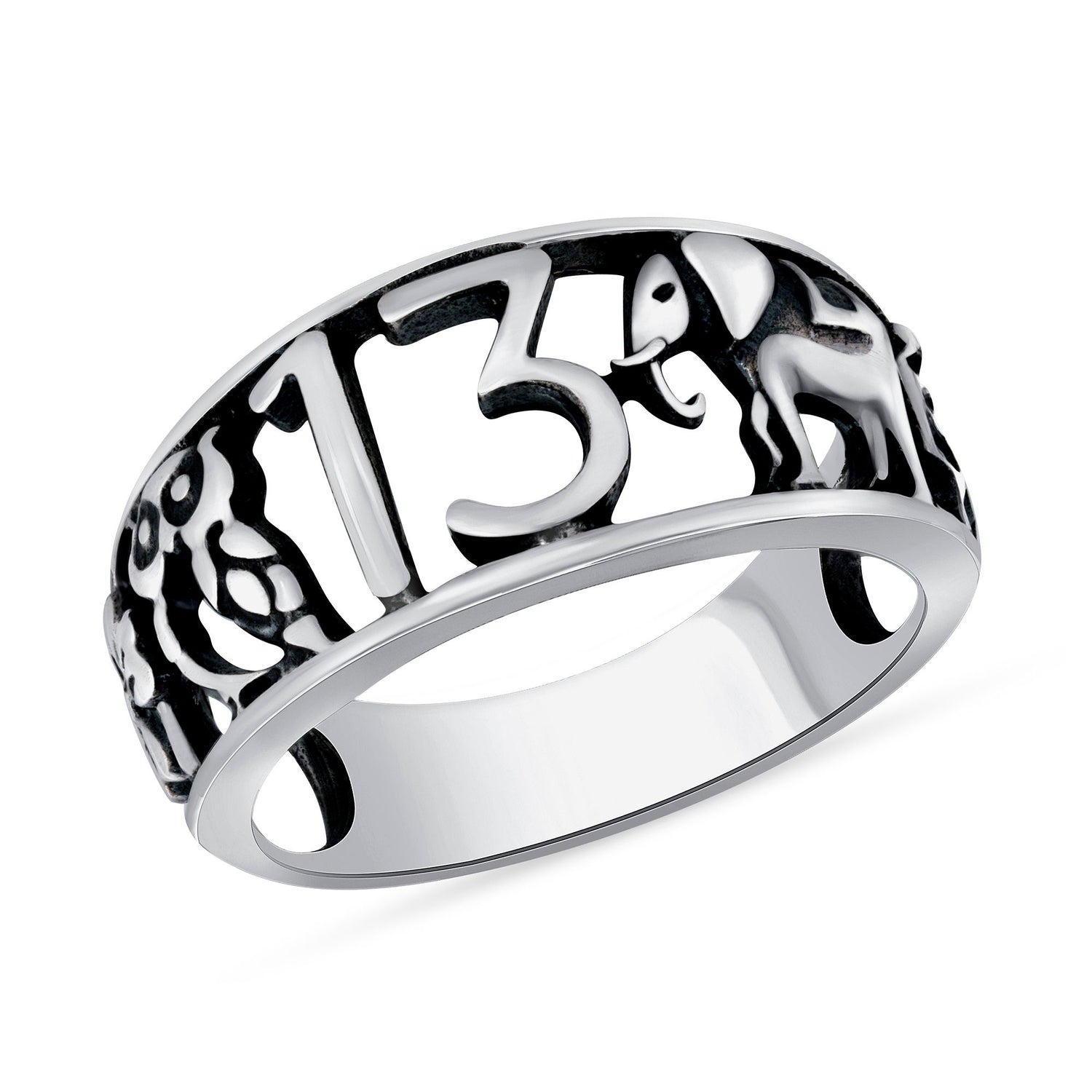 Oxidized 925 Sterling Silver Mixed Lucky Symbols Men&