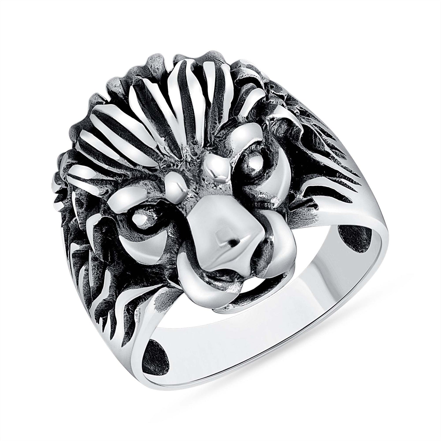 Oxidized 925 Sterling Silver Lion&