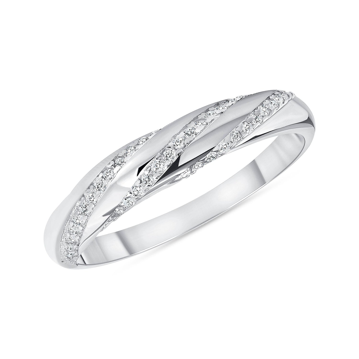 925 Sterling Silver Swirling CZ Band