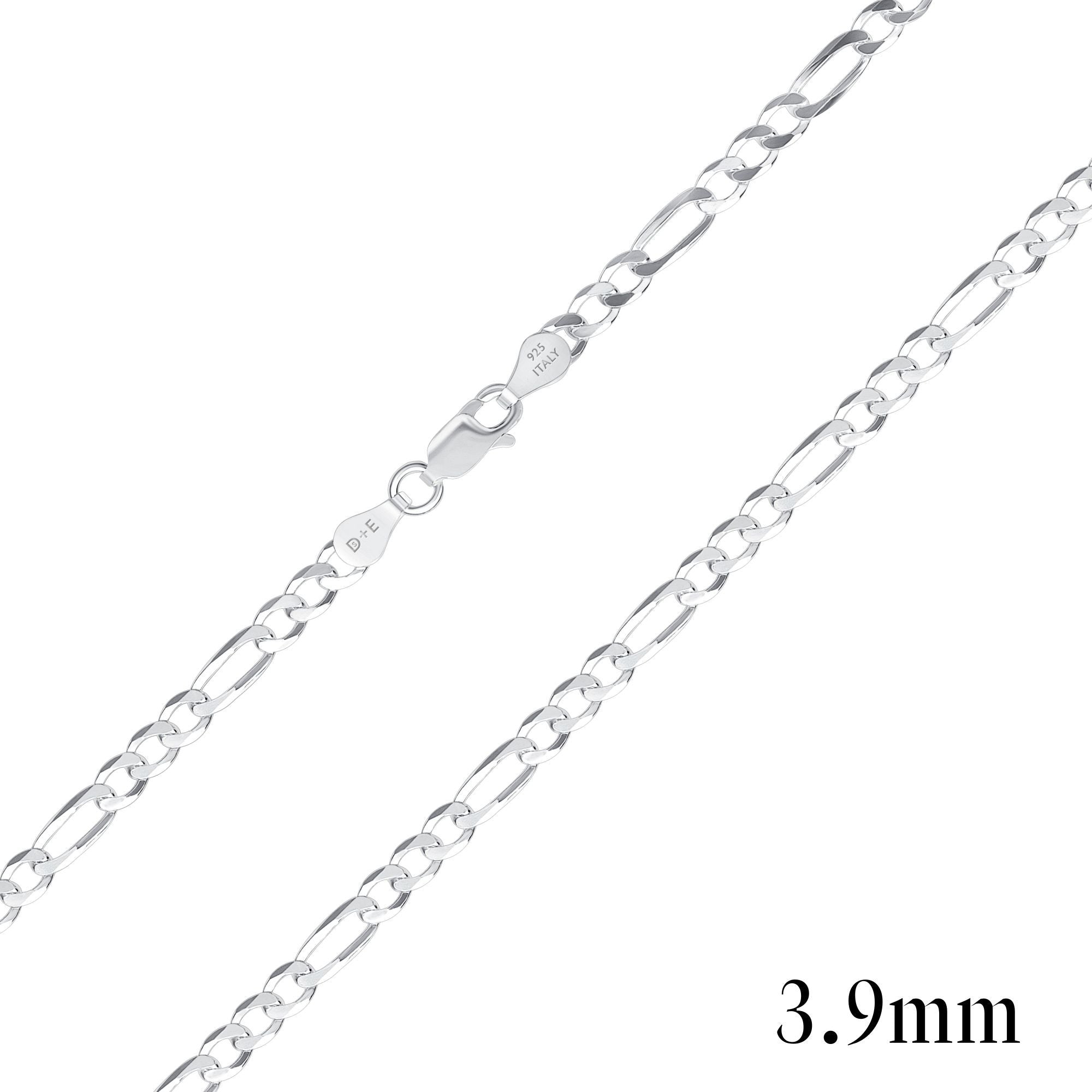 925 Sterling Silver 3.9mm Figaro Chain