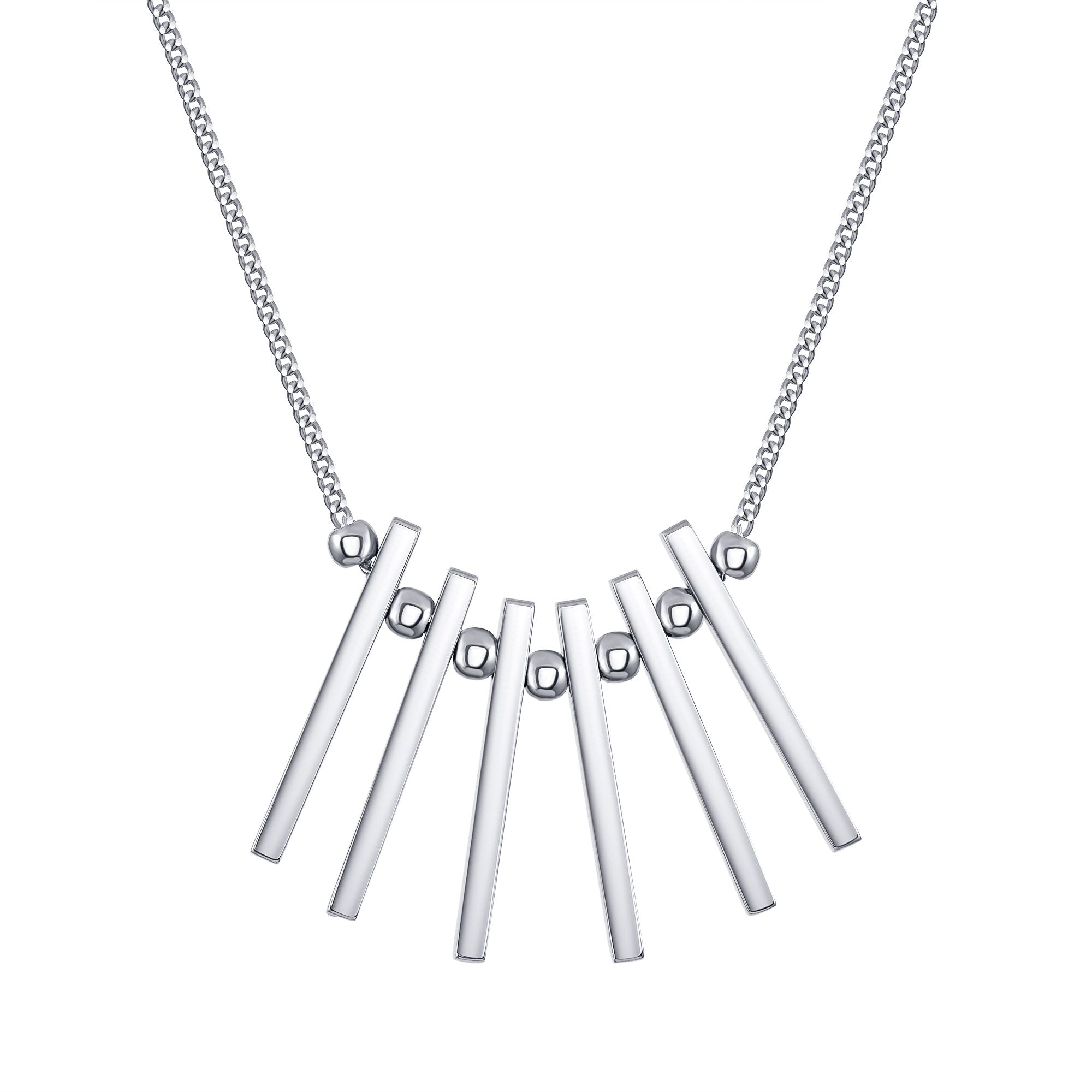 925 Sterling Silver Bars &amp; Beads Pendant Necklace