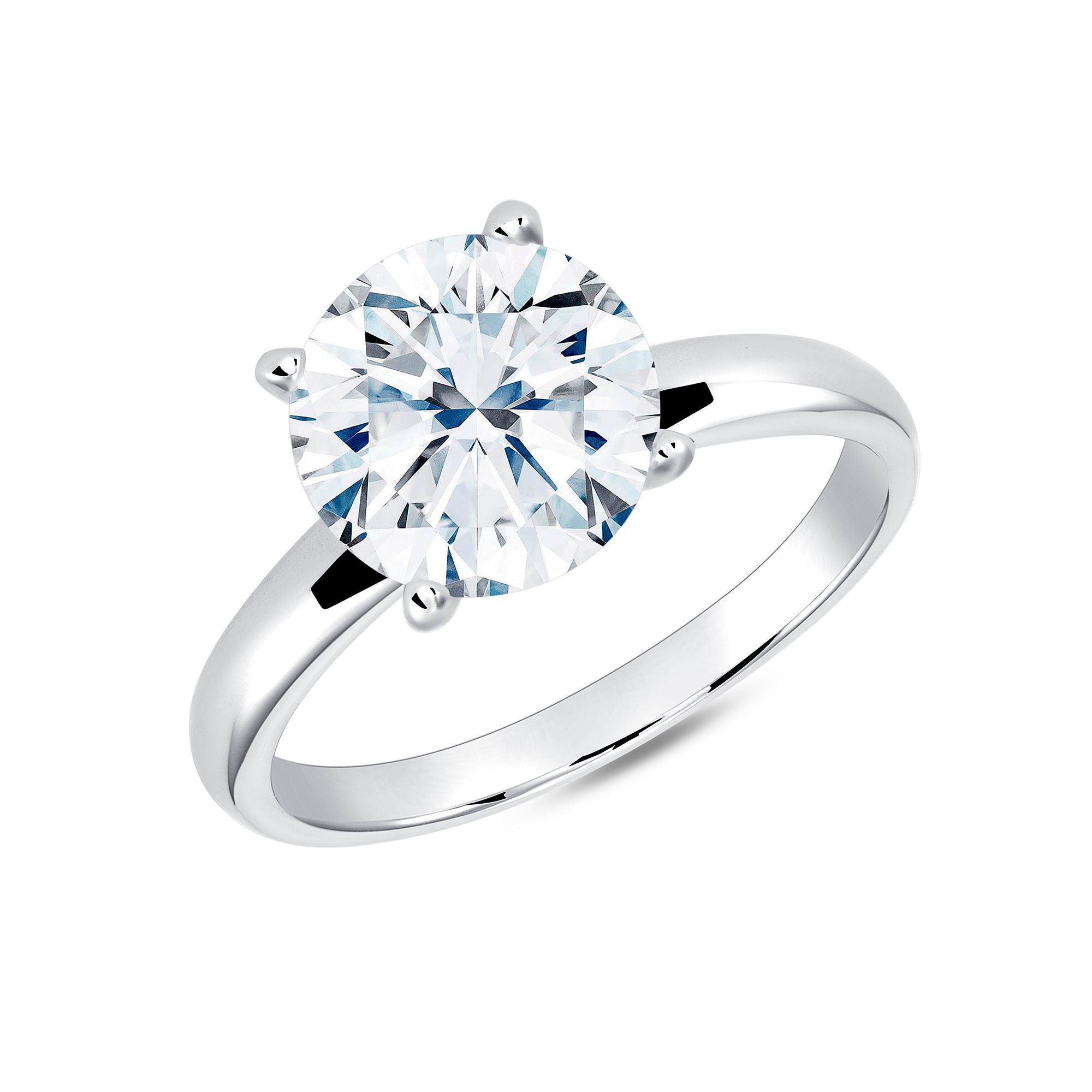 925 Sterling Silver Round CZ Solitaire Engagement Ring