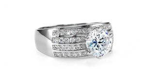 925 Sterling Silver Round Cut CZ Channel Set Four Row Engagement Ring