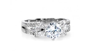 925 Sterling Silver Marquise Sidestone and Round CZ Wedding Band