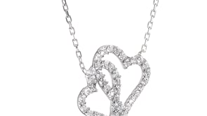 925 Sterling Silver Intertwined CZ Heart Outlines Pendant Necklace