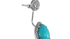 925 Sterling Silver Halo Pear Cut Gemstone and Round CZ Jacket Earrings