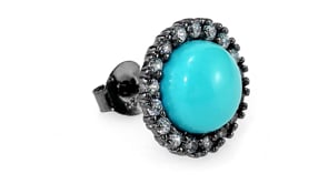 925 Sterling Silver Oxidized Round Turquoise Stud Earrings