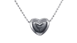 925 Sterling Silver Thick Heart Outline Pendant Necklace