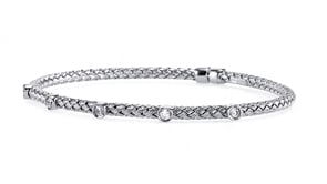 925 Sterling Silver Bezel Set Round Cut CZ Braided Cuff Bracelet